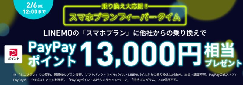 2023年2月1日～6日FEVERTIME_乗り換え大応援スマホプランフィーバータイム13000